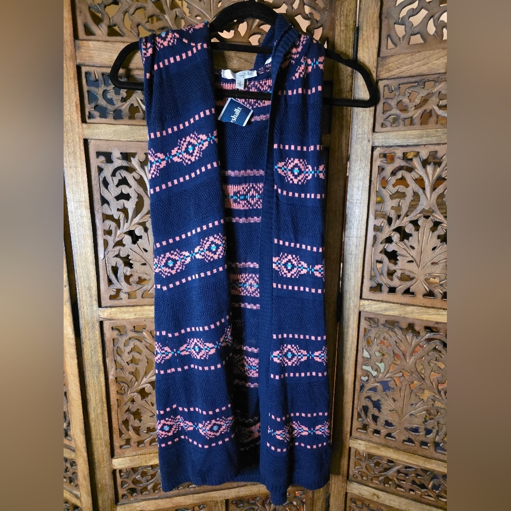 Say What? Navy and Pink Patterned Vest